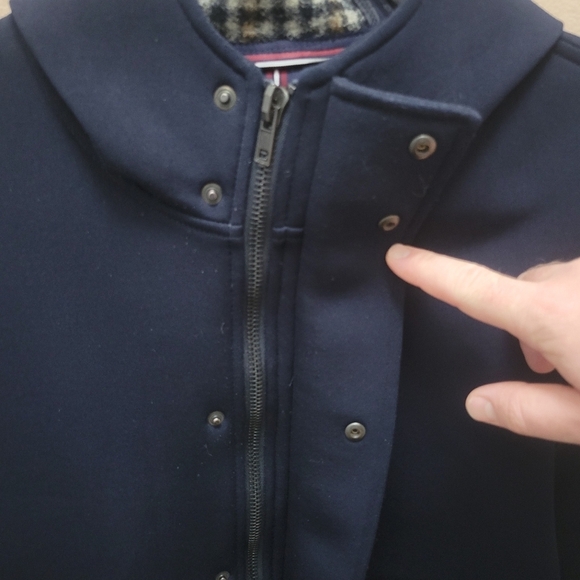 Bugatchi Navy Hooded Parka‎ Jacket Coat Stretch Wool Blend Made in Portugal in S - Picture 4 of 10